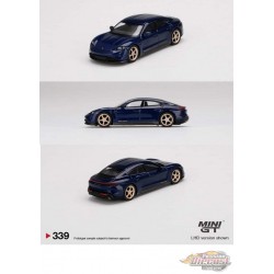 Mini GT - 1:64 - Porsche Taycan Turbo S Bleu gentiane métallisé - Mijo Exclusives USA - MGT00339 Passion Diecast