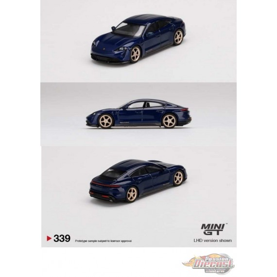 Mini GT - 1:64 - Porsche Taycan Turbo S Bleu gentiane métallisé - Mijo Exclusives USA - MGT00339 Passion Diecast