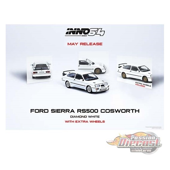 Ford Sierra RS500 1986 Blanc avec roue en extra  - INNO 64 - 1/64 - IN64-RS500-DIW  Passion Diecast