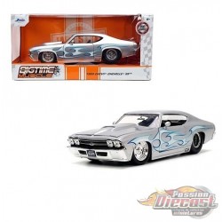 1969 Chevrolet Chevelle SS Silver Flames - Bigtime Muscle - Jada 1/24 - 32702 - Passion Diecast 