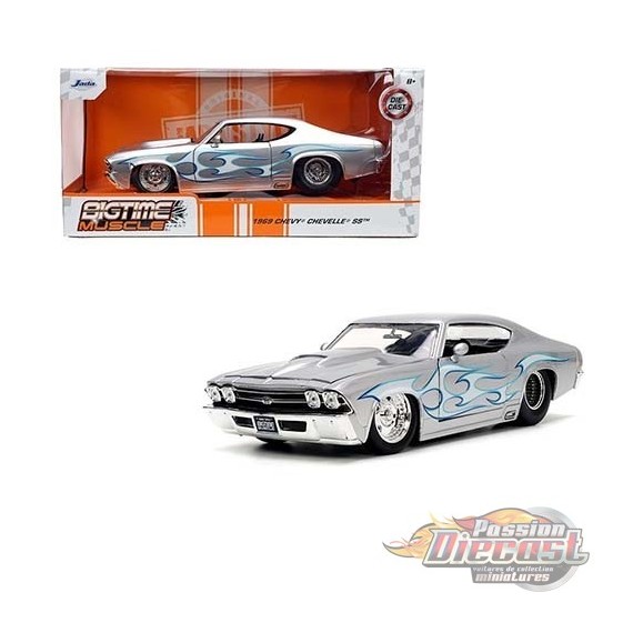 1969 Chevrolet Chevelle SS Argent avec Flamme - Bigtime Muscle - Jada 1/24 - 32702 - Passion Diecast 