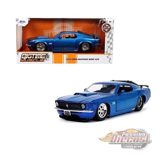 1970 Ford Mustang Boss 429 Blue - Bigtime Muscle - Jada 1/24 - 33043 - Passion Diecast 