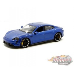 Porsche Taycan Turbo Bleu  - Welly 1/24 - 24107 MBL - Passion Diecast 