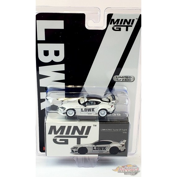LB★WORKS Toyota GR Supra Blanc - CHASE CAR - MINI GT 1:64 - Mijo Exclusive - MGT00235GR - Passion Diecast 