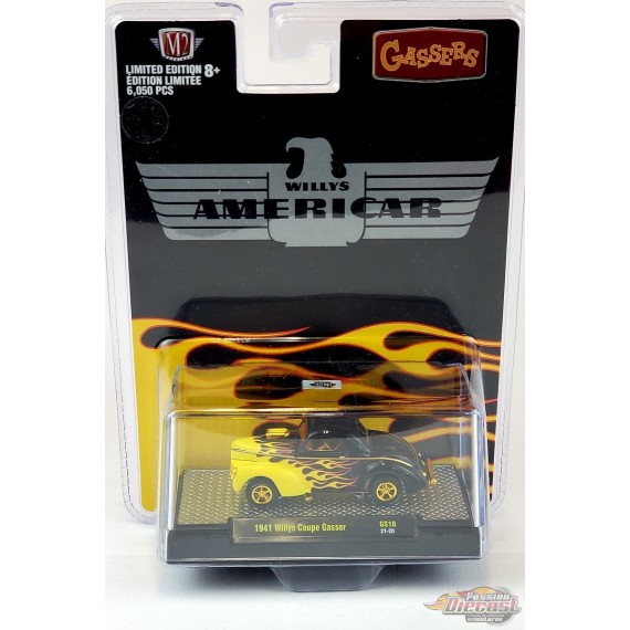 HE Gasser 1941 Willy's Gasser Black w/ Flames - CHASE CAR - M2 Machine Hobby Exclusive 1:64 - 31600-GS10GR