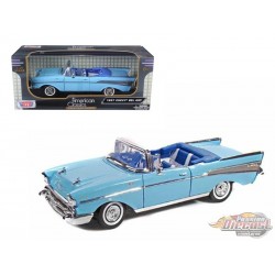 1957 Chevy Bel Air Convertible Bleu - Motormax 1/18 - 73175 BL - Passion Diecast 