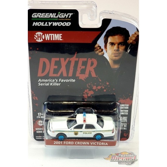 CHASE CAR 2001 Ford Crown Victoria Police - Miami Metro Police Department - Dexter - Hollywood 32 -1/64 Greenlight - 44920 BGR
