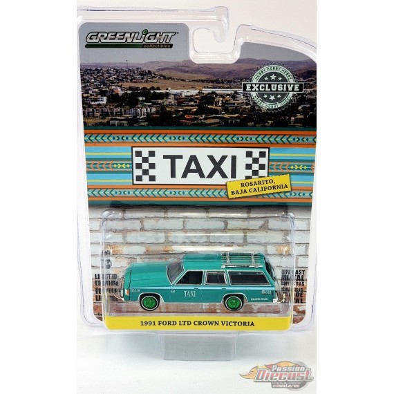 CHASE CAR 1991 Ford LTD Crown Victoria - Rosarito, Baja California,Taxi Hobby Exclusive 1/64 Greenlight - 30225GR