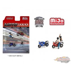 Mijo Exclusive - Motard de rue Moto Mania - Ensemble 6 pièces en métal - American Diorama 1-64 - 76486 MJ