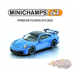 2021 Porsche 911 GT3 (992) Shark Bleu - Minichamps 64 -1/64 - 643061003 - Passion Diecast 