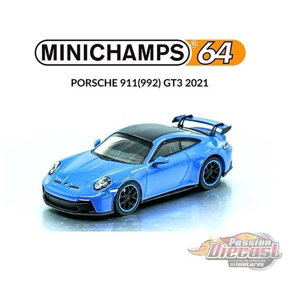 2021 Porsche 911 GT3 (992) Shark Bleu - Minichamps 64 -1/64 - 643061003 - Passion Diecast 