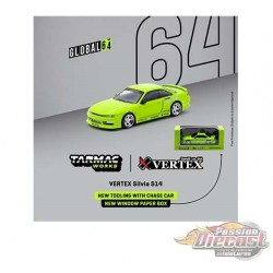 Vertex Silvia S14 Light Green - Tarmac Works - 1/64 - T64G-TL018-LG - Passion Diecast 