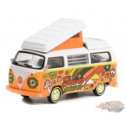 Flower Power - 1973 Volkswagen Type 2 Westfalia Campmobile - Club Vee-Dub Series 14 - 1/64 Greenlight - 36050 C