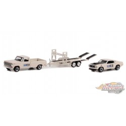 1969 Ford F-100 and 1969 Ford Mustang Boss 429 - on Tandem Car Trailer - Nelson Ekdahl Ford - 1/64 Greenlight - 31140 B