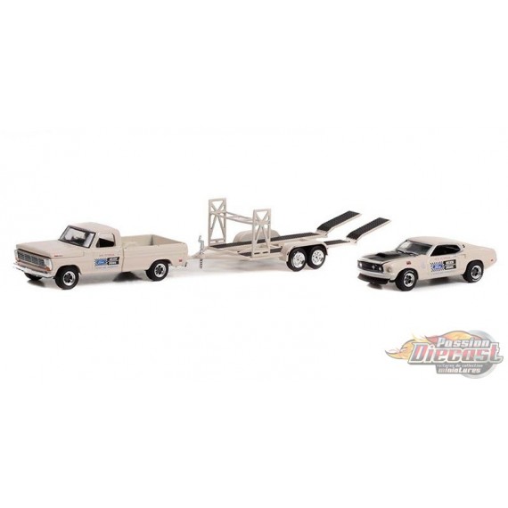 1969 Ford F-100 et 1969 Ford Mustang Boss 429 - sur remorque à plat - Nelson Ekdahl Ford - 1/64 Greenlight - 31140 B