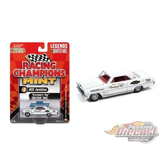 1966 Bill Grumpy Jenkins Chevrolet Nova (Blanc w/Race Graphics) - Racing Champions - 1/64 - RCSP019 Passion DIecast