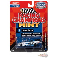 2021 John Force Blue Def Camaro FC (Blanc & Bleu w/Race Graphics) - Racing Champions - 1/64 - RCSP016