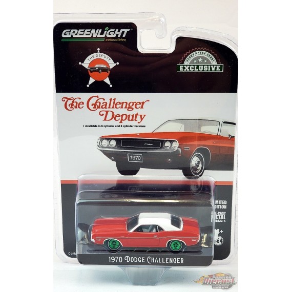 CHASE CAR The Challenger Deputy - 1970 Dodge Challenger in Bright Red with White - Hobby Exclusive - 1/64 Greenlight - 30313GR