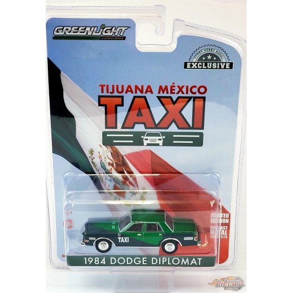 CHASE CAR Tijuana, Mexico Taxi - 1984 Dodge Diplomat - Hobby Exclusive - 1/64 Greenlight - 30200GR