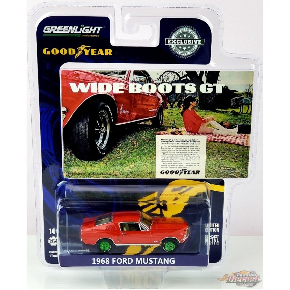 CHASE CAR Goodyear Vintage Ad Cars - 1968 Ford Mustang - Bottes larges GT - Hobby Exclusive - 1/64 Greenlight - 30247GR