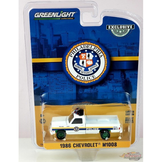 CHASE CAR Philadelphia, Pennsylvania Police - 1986 Chevrolet M1008  - Hobby Exclusive - 1/64 Greenlight - 30241GR