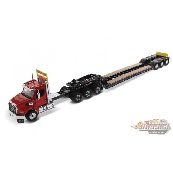 Western Star 49X SB Tridem Tractor in Red with XL 120 HDG Drop Deck Trailer - Diecast Master 1/50 - 71090