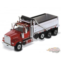 Western Star 4900 SF Dump Truck Red Cab and Matte Silver Dump Body -  Diecast Master  1/50 - 71067