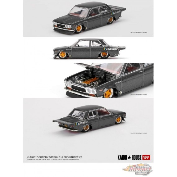 Mijo Exclusive - Kaido★House - Datsun 510 Pro Street GREDDY Gun Metal Grey  - Mini GT - Mijo Exclusives 1/64 - KHMG017