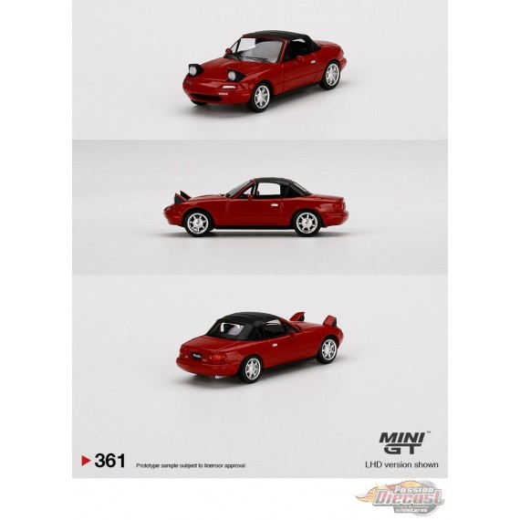 Mini GT - 1:64 - Mazda Miata MX-5 Classic Rouge Phare relevé / Capote souple - Mijo Exclusives USA - MGT00361 Passion Diecast