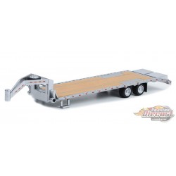 Gooseneck Trailer in Primer Gray with Red and White Conspicuity Stripes - Hobby Exclusive - 1/64 Greenlight - 30391