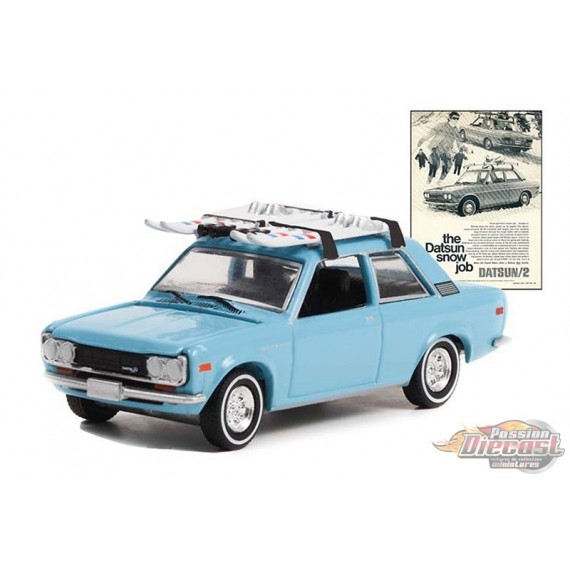 1970 datsun 510 with Ski Roof Rack - Vintage Ad Cars Series 7 - 1/64 Greenlight - 39100 C