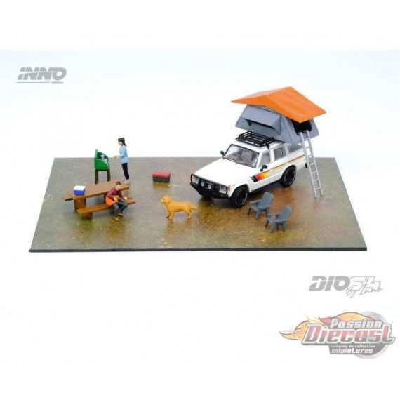 DIO64 "Car Camping" Diorama Lot de 13 pièces Toyota Land Cruiser FJ60 et Figurines - INNO 64 -1/64 - DIO64-002