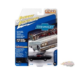 1962 Chevrolet Bel Air Bubbletop in Tuxedo Black - Johnny Lightning 1/64 -  JLSP187 B -  Passion Diecast 