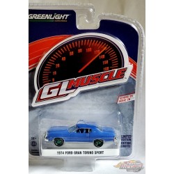 CHASE CAR 1974 Ford Gran Torino Sport 2-Door Hardtop - Medium Blue Metallic - GL Muscle Series 26 - 1-64 Greenlight - 13310 BGR