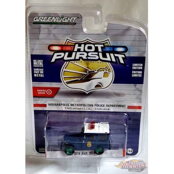 CHASE CAR 1974 Jeep DJ-5 - Indianapolis Metropolitan P1974 Jeep DJ-5 - Inolice - Hot Pursuit  40 - 1/64 GreenLight - 42980 AGR