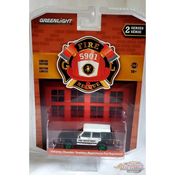 CHASE CAR 2000 Jeep Cherokee - Scottdale, Pennsylvania Fire Department - Fire & Rescue Series 2 - Greenlight 1/64 - 67020 DGR