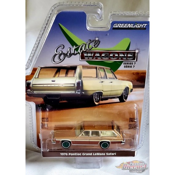 CHASE CAR 1976 Pontiac Grand LeMans Safari - Sandstone and Woodgrain - Estate Wagons Series 7 - 1/64  Greenlight - 36040 EGR