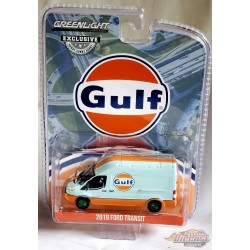 CHASE CAR Gulf Oil - 2019 Ford Transit LWB High Roof Van - Hobby Exclusive - 1/64 Greenlight - 30260GR