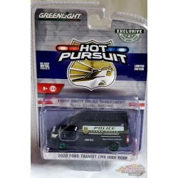 CHASE CAR 2020 Ford Transit High Roof - Terre Haute, Indiana Police Transport - greenlight 1/64  Hobby Exclusive - 30212GR