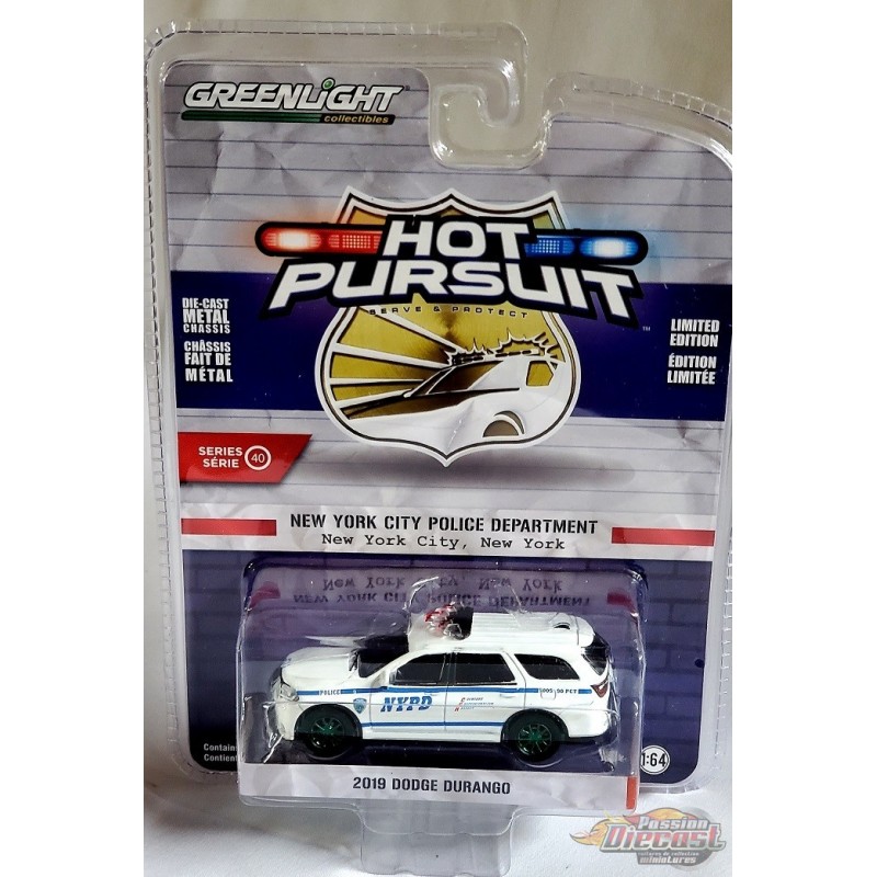 Greenlight 1:64 2019 Dodge Durango NYPD Police Car - Hot Pursuit Series Diecast Model