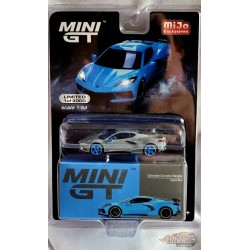 CHASE CAR Chevrolet Corvette Stingray 2020 - Rapid Blue - Édition limitée - Mijo Exclusives USA - MINI GT 1:64 - MGT00251GR