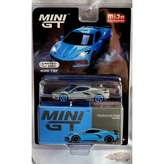 CHASE CAR Chevrolet Corvette Stingray 2020 - Rapid Blue - Édition limitée - Mijo Exclusives USA - MINI GT 1:64 - MGT00251GR