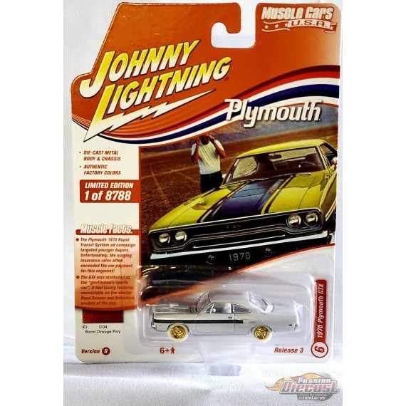 CHASE CAR 1970 Plymouth GTX Burnt Orange - Muscle Car USA Johnny Lightning 1:64 - JLSP177 BGR   JLMC027GR