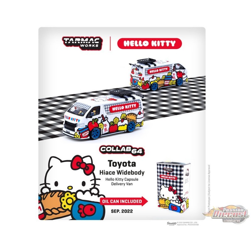 Toyota Hiace Widebody Tarmac Works X Hello Kitty Capsule Delivery Van With  Hello Kitty Oil Can - Tarmac Works 1/64 - T64-038-HKD
