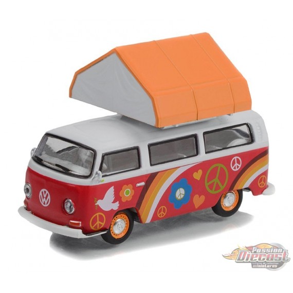 Peace and Love - 1968 Volkswagen Type 2 avec Camp'otel Cartop Sleeper - The Great Outdoors Series 2 - 1/64 Greenlight - 38030 A