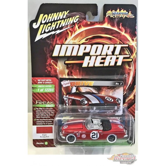 CHASE CAR 1963 MGB Rouge Euro - Import Heat - Street Freaks -  Johnny Lightning 1:64 - JLSP179 AGR   JLSF021GR