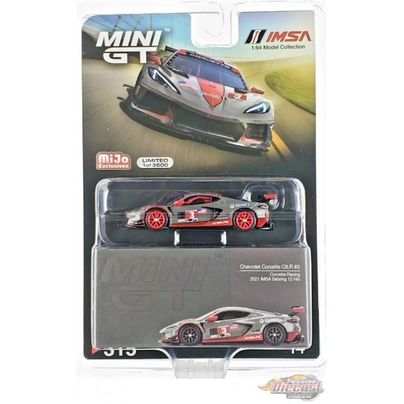 CHASE CAR Mini GT - 1:64 - Chevy Corvette C8.R No.3 2021 IMSA Sebring 12 Hrs  - Mijo Exclusives USA  - MGT00315GR