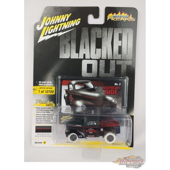 CHASE CAR 1941 Willys Gasser Pickup - Black Red - Street Freaks -  Johnny Lightning 1:64 - JLSP181 BGR   JLSF021GR