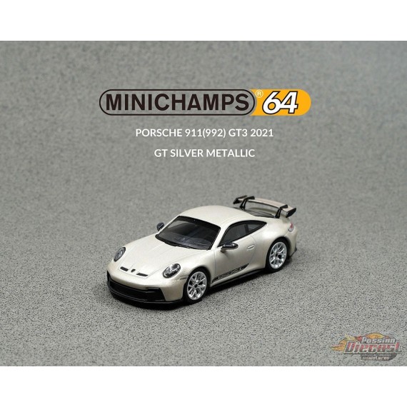 2021 Porsche 911 GT3 (992) Argent métallisé - Minichamps 64 -1/64 - 643061005 - Passion Diecast 