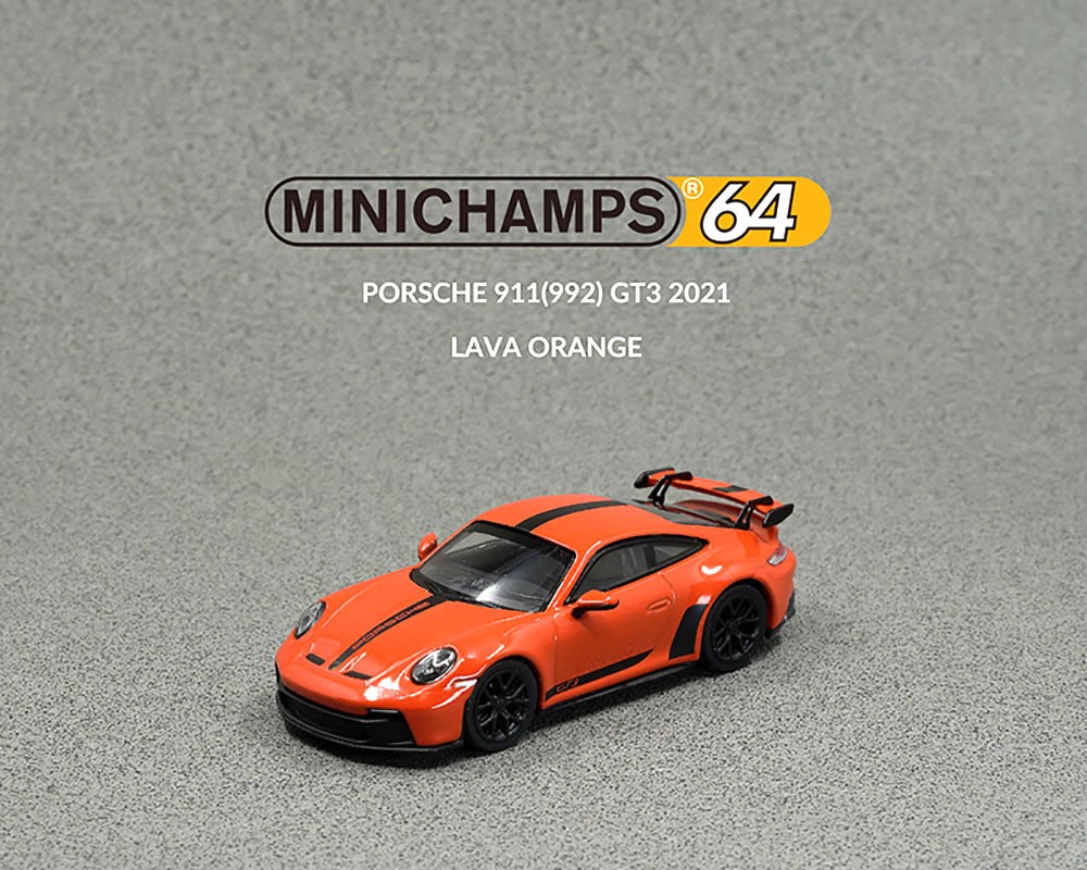 2021 Porsche 911 GT3 (992) Lava Orange - Minichamps 64 -1/64 - 643061004 -  Passion Diecast